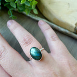 Labradorite Ring, Smooth Oval, Large