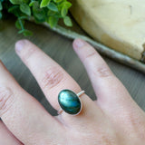 Labradorite Ring, Smooth Oval, Large