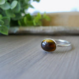 Tigers Eye Ring, Smooth Oval