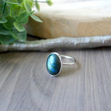 Labradorite Ring, Smooth Oval, Large