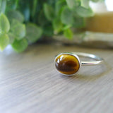 Tigers Eye Ring, Smooth Oval