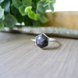 Sapphire Ring, Hexagon, Grey