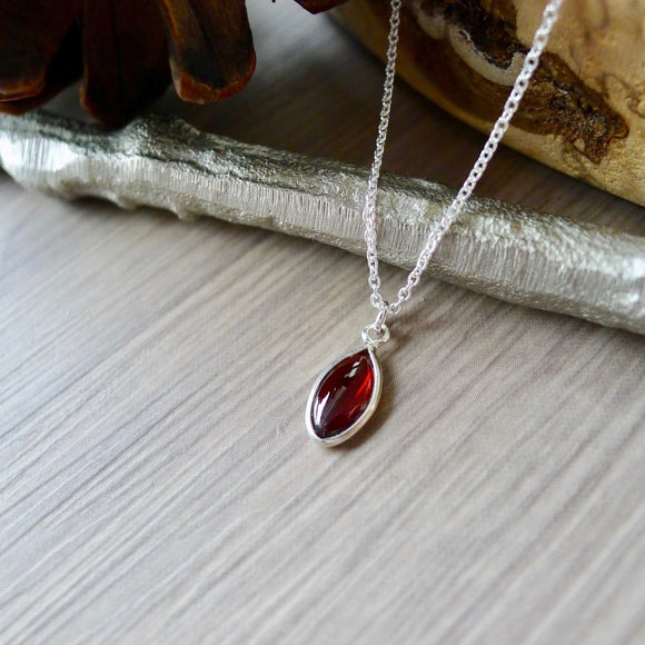 Garnet Necklace, Smooth Marquise