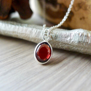 Garnet Necklace, Smooth Oval