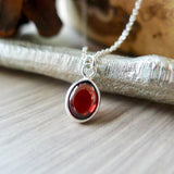 Garnet Necklace, Smooth Oval