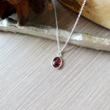 Garnet Necklace, Smooth Oval