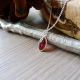 Garnet Necklace, Smooth Marquise